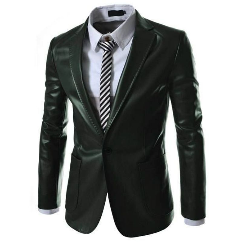 Jas kulit asli pria kantor Jas kulit original Jas blazer pormal kulit domba asli 100%