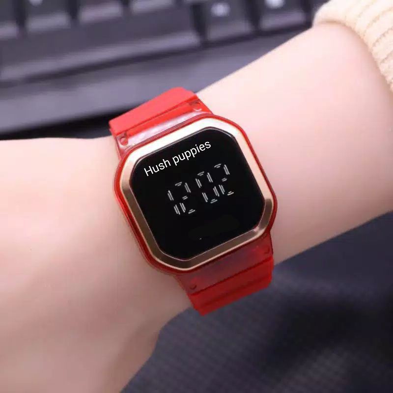 (Cod)Jam Tangan Wanita Hushpuppies Touch Scren Sergi Digital Strap Rubber(Dikirim Jakarta)