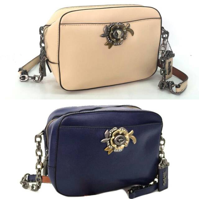COACH Camera Bag Flower navy nude With Tea Rose