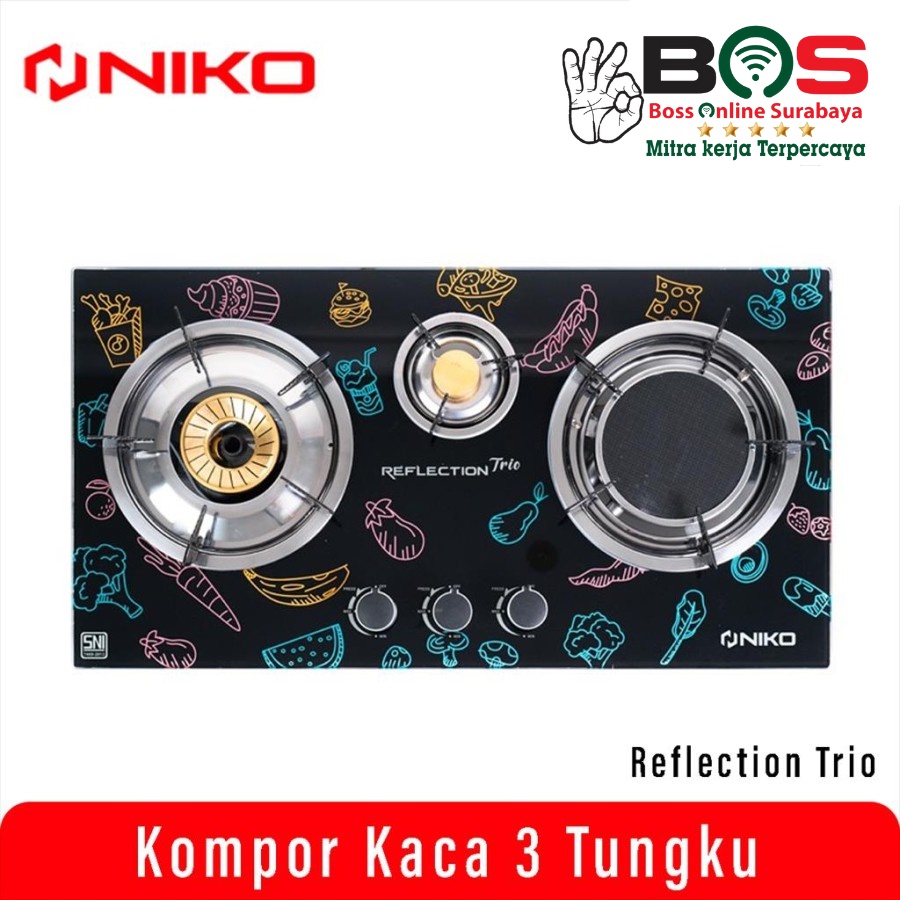 NIKO Kompor Tanam 3 Tungku Niko Reflection Mix Kompor Kaca Api Bara