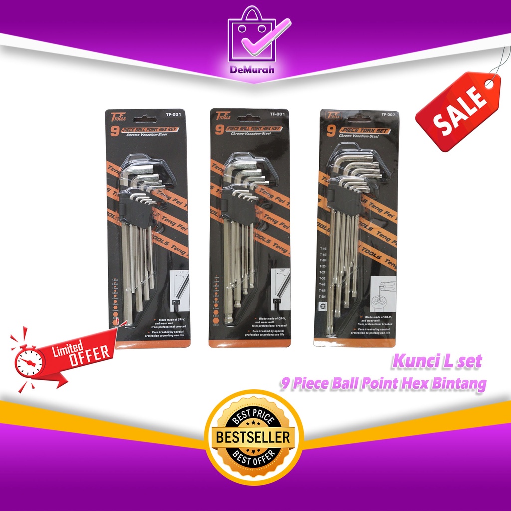 Jual Kunci L Panjang Piece Ball Point Hex Key Kunci L Set Shopee Indonesia