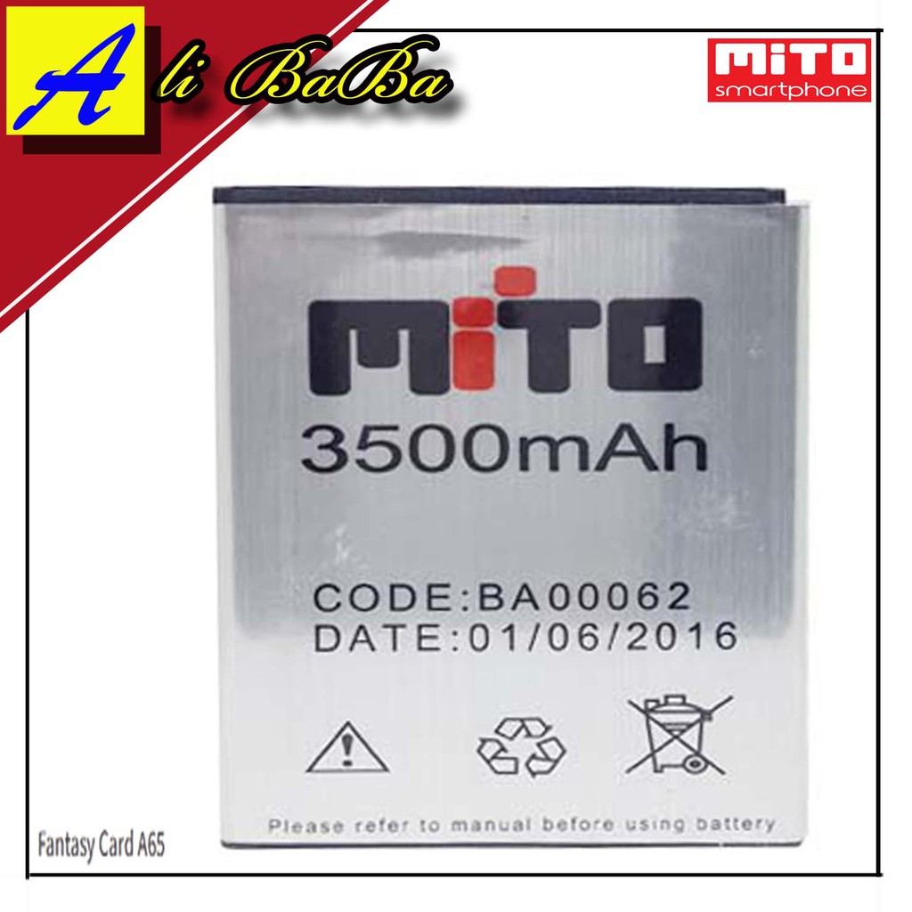 Baterai Handphone Mito A65 Fantasy Card Double Power Mito BA-00062 Batre HP Mito A65 Battery Mito