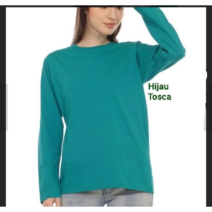 Kaos Polos Panjang Wanita HIJAU Tosca - Kaos Polos Tosca Lengan Panjang - Kaos Polos Wanita WINSTAR