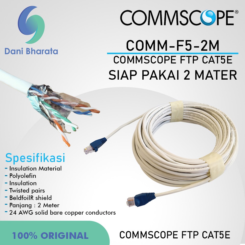 Kabel Lan Cat 5e FTP Outdoor Ori AMP COMMSCOPE Bare Copper F/UTP 2 METER SIAP PAKAI BRAND TERNAMA