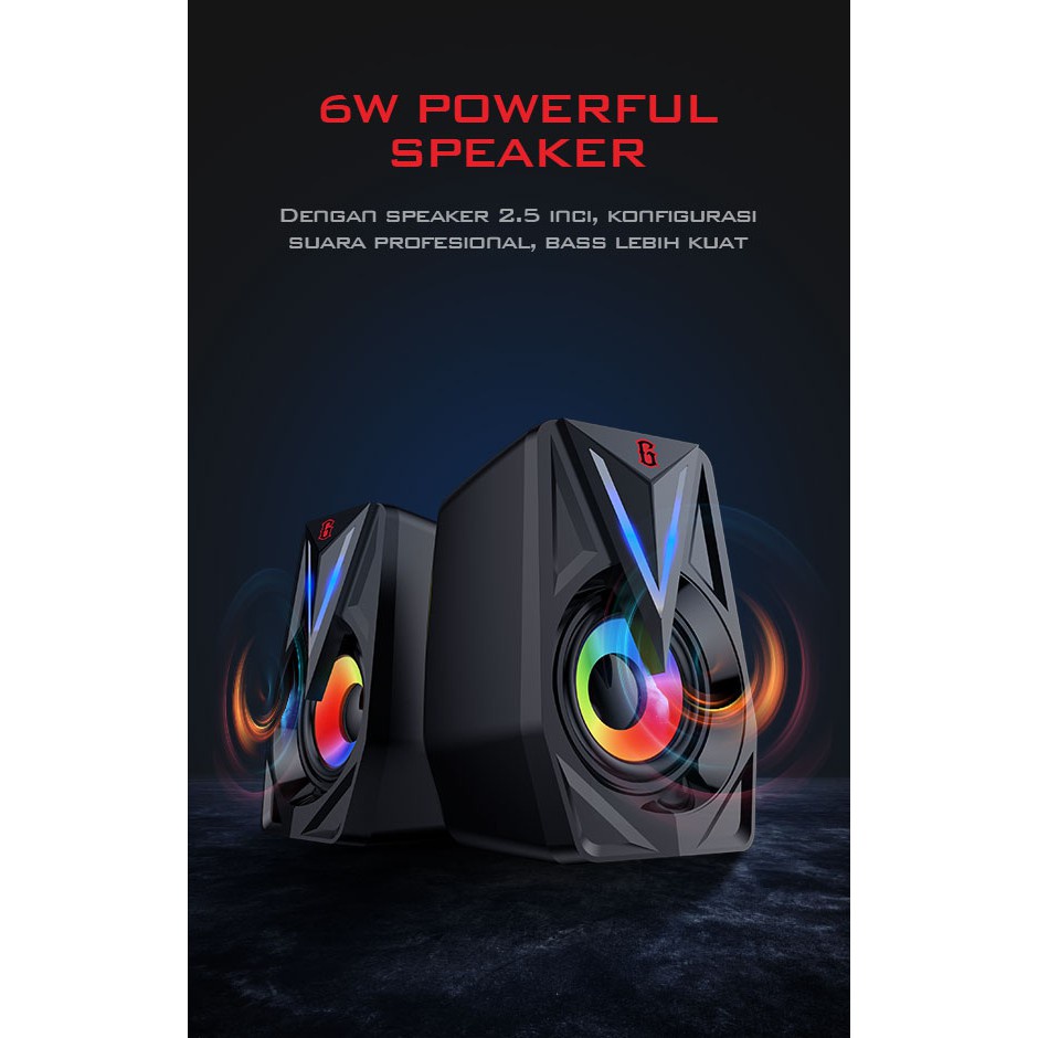 gamen gs1 laptop pc gaming soundbar super bass portable rgb lighting   garansi 1 tahun