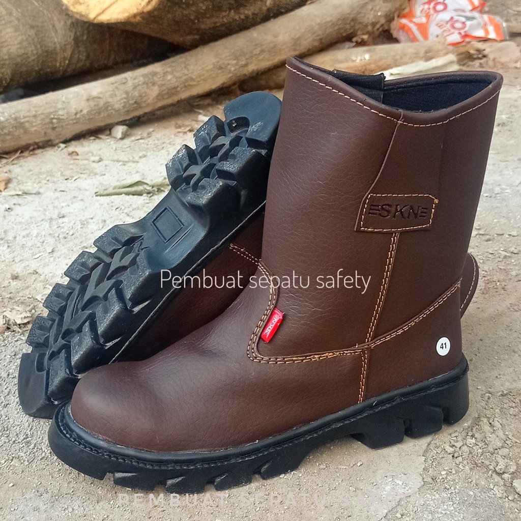 Sepatu Safety kulit Omega Boot Kerja Proyek Pabrik Industri King Skn Asli Murah