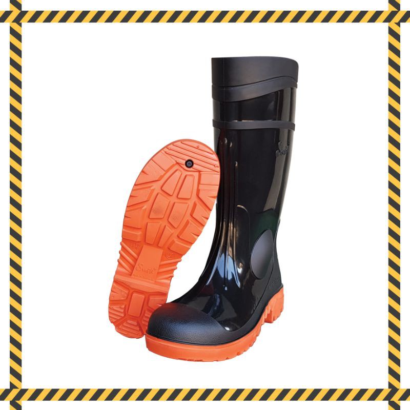 SAFETY 02 hitam | Steffi Boots SEPATU BOOT PROYEK PVC Steel Toe Cap anti air ujung besi kuat tebal