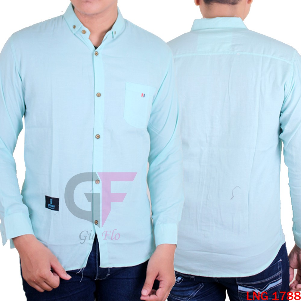 GIOFLO Kemeja Oxford Cowok Lengan Panjang Polos Casual (Banyak Pilihan Warna)