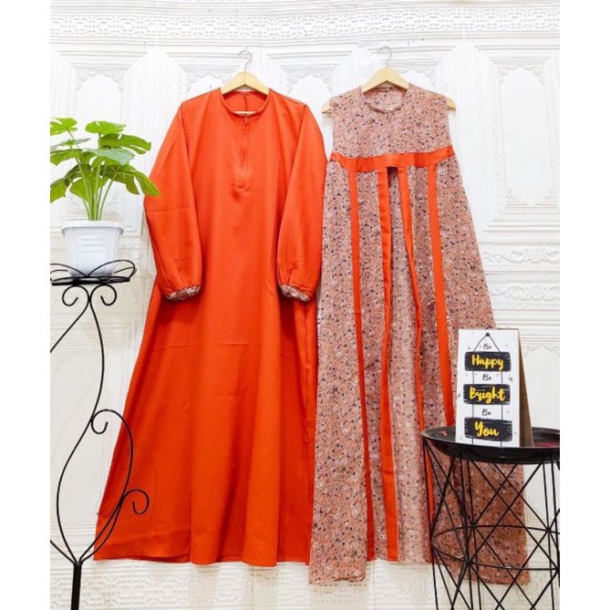 Gamis 2in1 Azzella Set || Realpict (COD Bayar Ditempat)