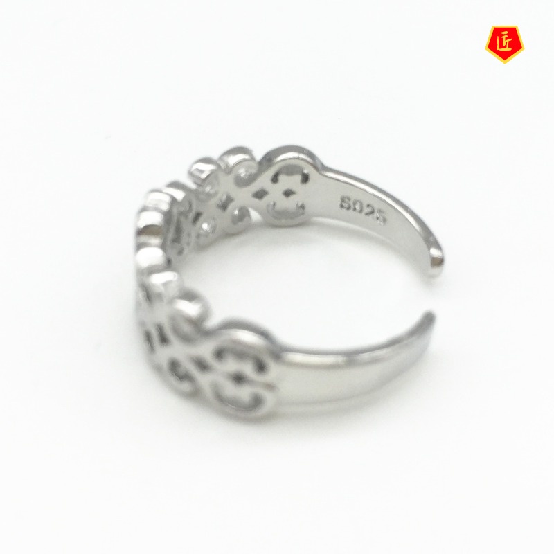 [Ready Stock]Creative Simple Silver New Hollow Heart-Shaped Ring