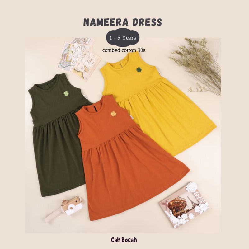 Cah Bocah Nameera Dress / Rok Anak Perempuan / Lucu Bordir / Tidak Berlengan