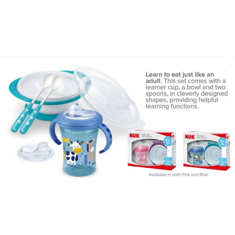 NUK Learn To Eat Set / Perlengkapan Makan Bayi Training Cup / Feeding Set / Baby Gift Set