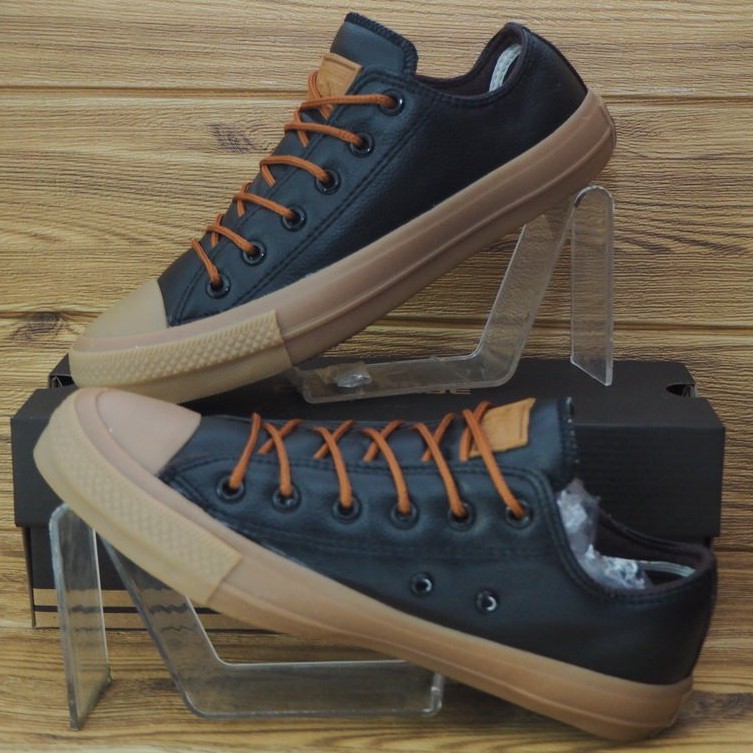 SEPATU CONVERSE ALL STAR KULIT SINTETIS LEATHER COKLAT HITAM