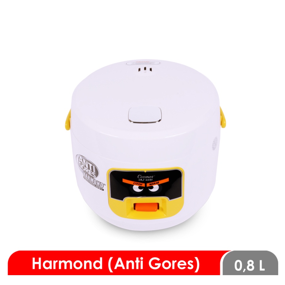 Magic Com Rice Cooker Cosmos Harmond Anti Gores 0.8 Liter  CRJ-6601 / CRJ6601 / CRJ 6601 B W Hitam Putih