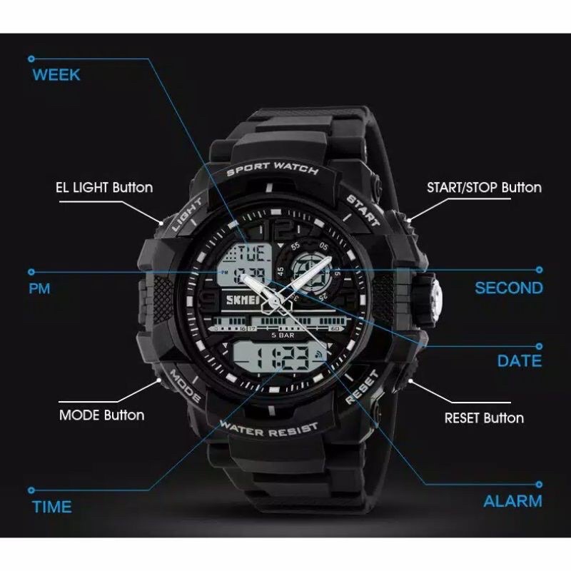 Jam Tangan Pria Digital Sport Original SKMEI S 1164 Shock Dual Time Anti Air 50M Terbaru