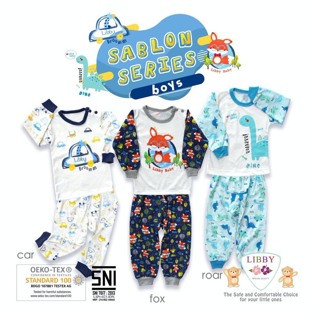 LIBBY Setelan Panjang S M L 2L XL XXL  Lullaby Sablon Boy Mix Girl TravelPakaian Bayi Libby CBKS