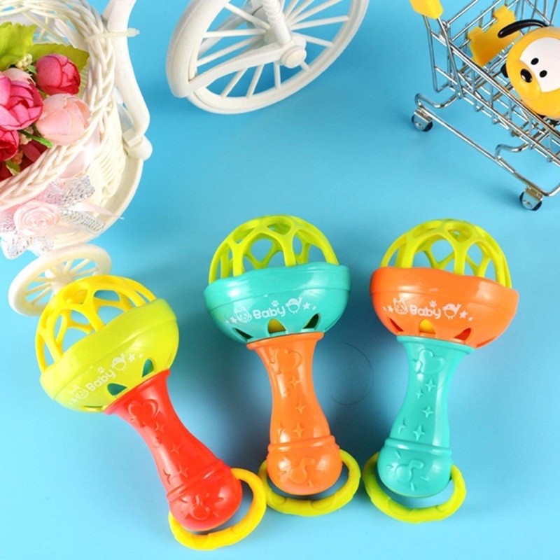 1234OS - Mainan Bayi Rattle Stick Bunyi Kerincingan Baby Soft Teether Gigitan Bayi BPA FREE.