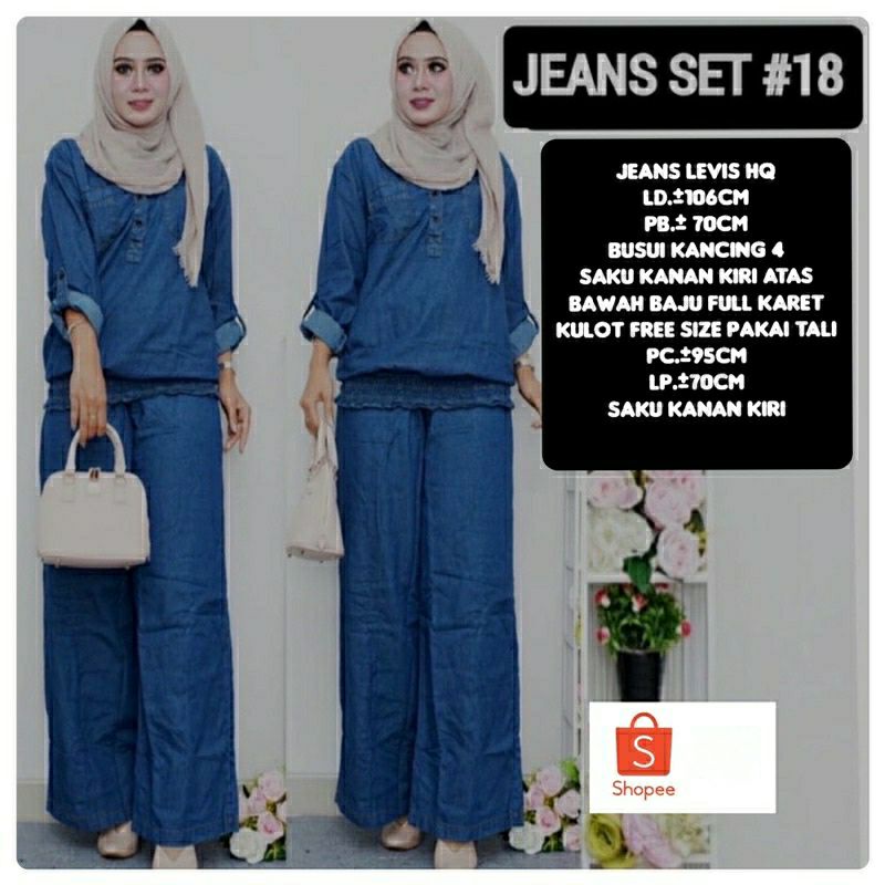 Jeans Set #18 One Set Jeans Kulot dan atasan