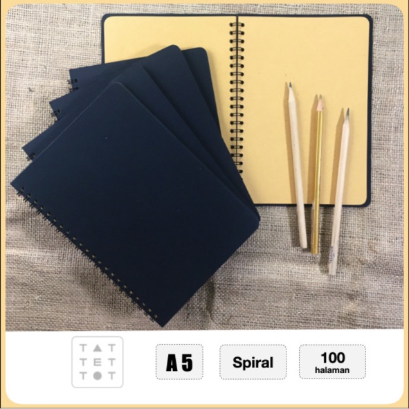 

BUKU SPIRAL A5 Isi warna COKLAT cover HITAM NOTEBOOK A5 BROWN BLACK - isi 100 halaman Tat Tet Tot YS