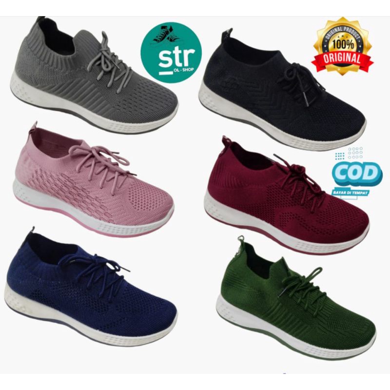 SEPATU RAJUT KDM IMPORT, SEPATU RUNNING, SEPATU SLIP ON TALI 36-40