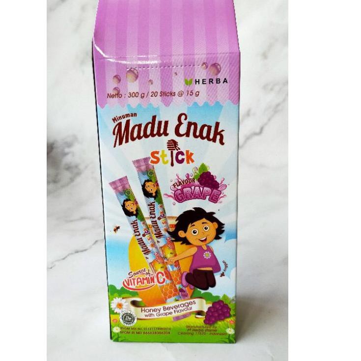 

【TERSEDIA & COD】 MADU ENAK STICK RASA ANGGUR ISI 20 STICK @15 GR /HERBA MADU ENAK 300 G (20 STICK )/