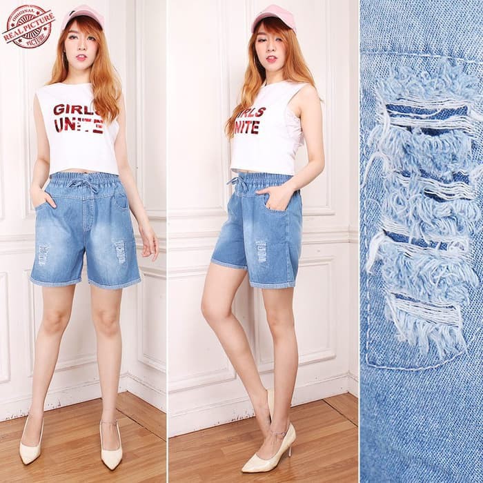 Celana Hotpants SOBEK LIPAT / CLEAN jumbo dan standart Hp Jeans Sobek Celana HotPant Jeans Sobek rawis dan Polos