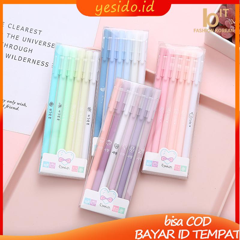 

[COD]6 Pcs / Set Gel Pen Set Morandi Color Student Signature Pen Siswa Tanda Tangan Pena Sekolah Kantor Pasokan Alat Tulis-YES