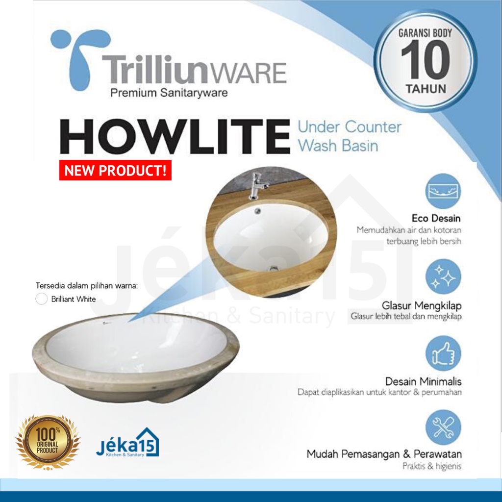 TRILLIUNWARE HOWLITE WASTAFEL UNDER COUNTER BULAT MODEL HOTEL