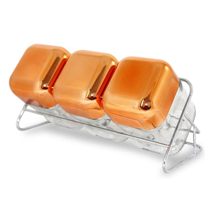 OX-354R Oxone Toples 3pc Rosegold Cube with Rack