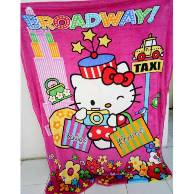 SELIMUT BULU EVERBEAR - MOTIF KARAKTER ANAK HELLO KITTY - 150 X 200