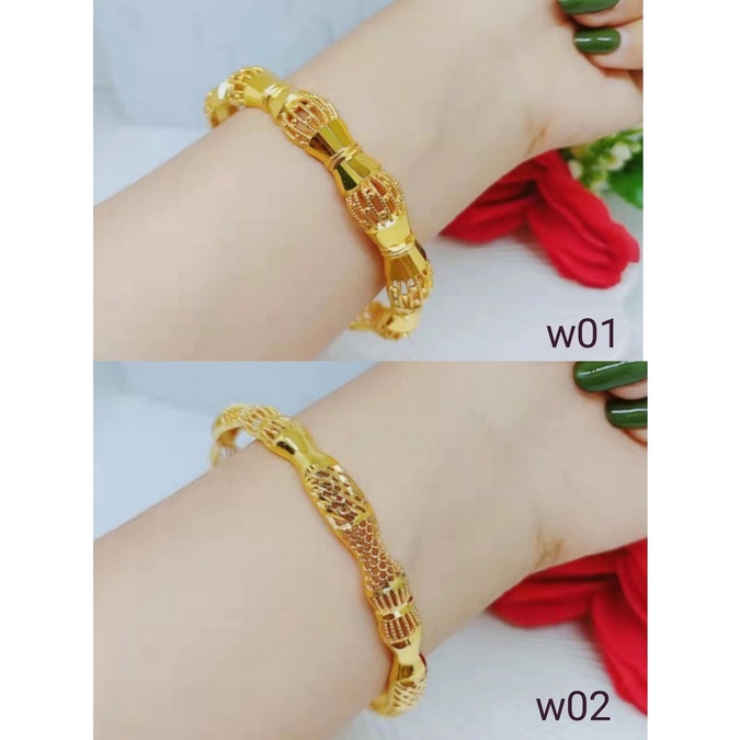 Gelang Titanium Lapis Emas 24K Perhiasan Fashion