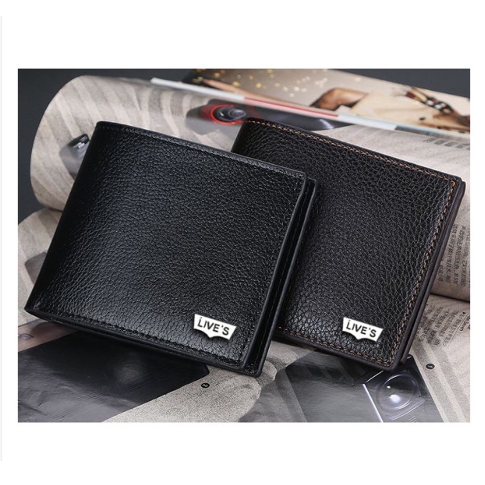 SHOPEE 9.9 SUPER SALE!! Dompet Lev-500 Dompet Kulit Lipat Dua Dompet hangout Trendy Dompet Pria Murah Berkualitas Men Wallet + Bonus Box