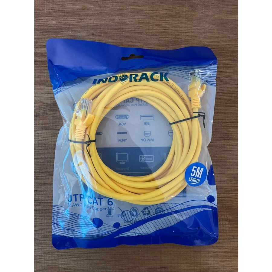 INDORACK C65Y 5 Meter Kabel Lan CAT6 UTP Patch Cord Cable -YELLOW