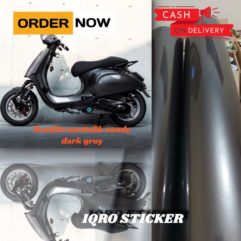 Sticker scotlite dark grey mettalik candy skotlet motor abu candy scotlet hitam doff glosy stiker sc