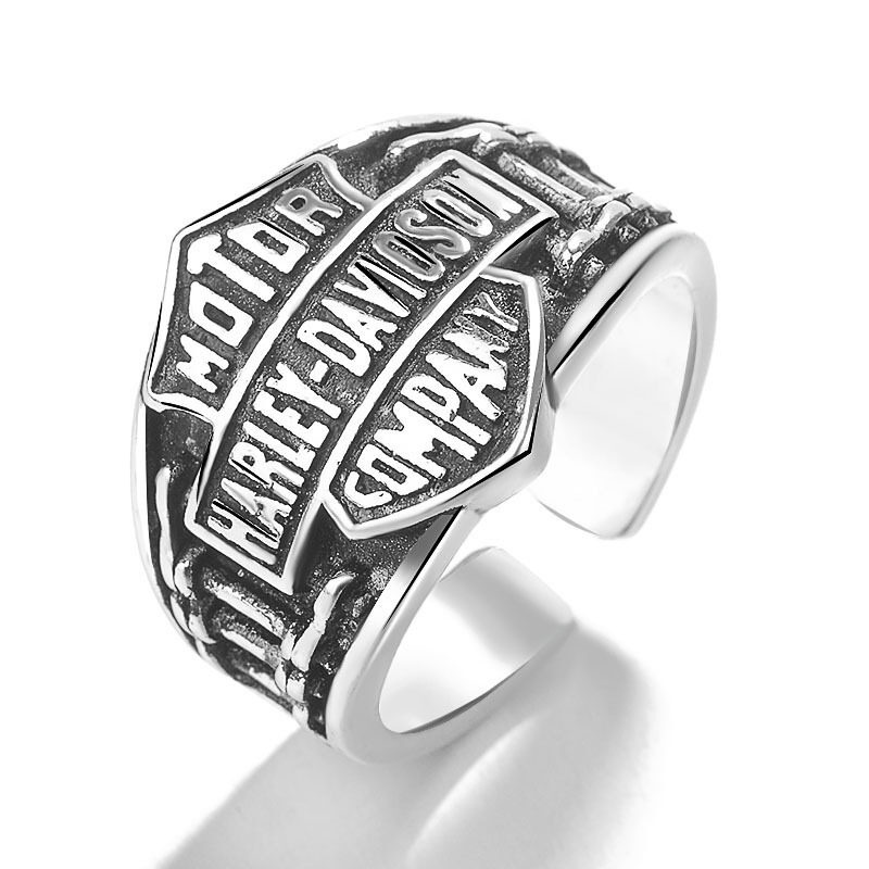 Cincin Model Terbuka Dapat Disesuaikan Desain Tulisan Motor Punk Rock Klasik Untuk Pria Dan Wanita