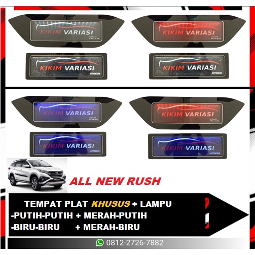 TEMPAT PLAT KHUSUS ALL NEW RUSH + LAMPU (BIRU &amp; PUTIH)