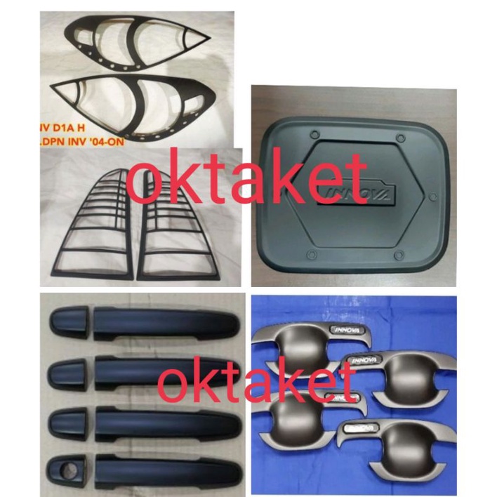 paket lengkap garnish lampu depan belakang innova lama 2008-2011 hitam