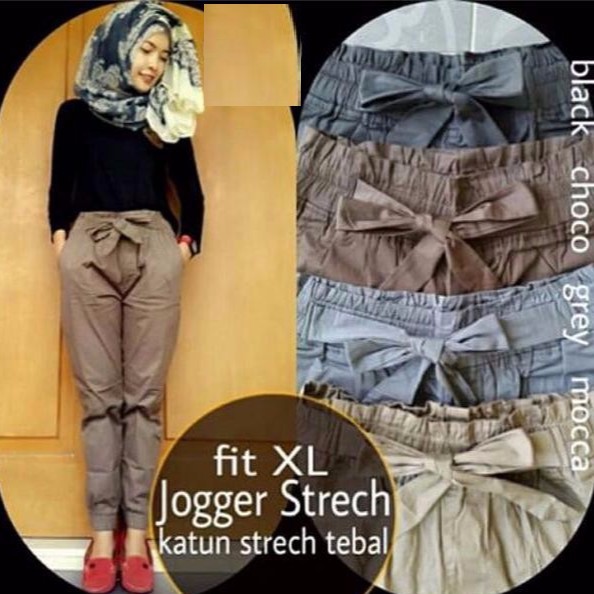 Celana Jogger Wanita bahan Katun Stretch