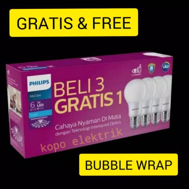 Lampu Led Philips 6w Promo Beli 3 Gratis 1