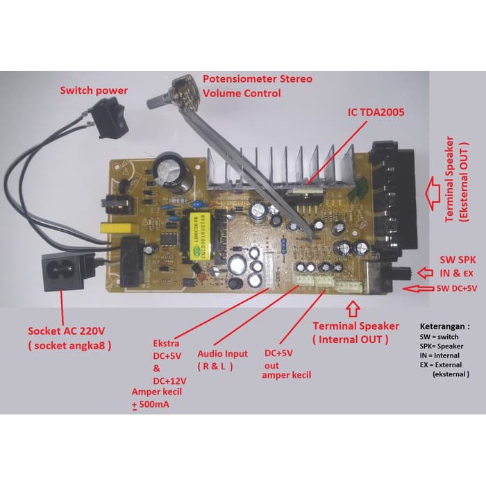 Power amplifier AX80W TDA2005 Stereo +power supply switching Regulator Er~1491