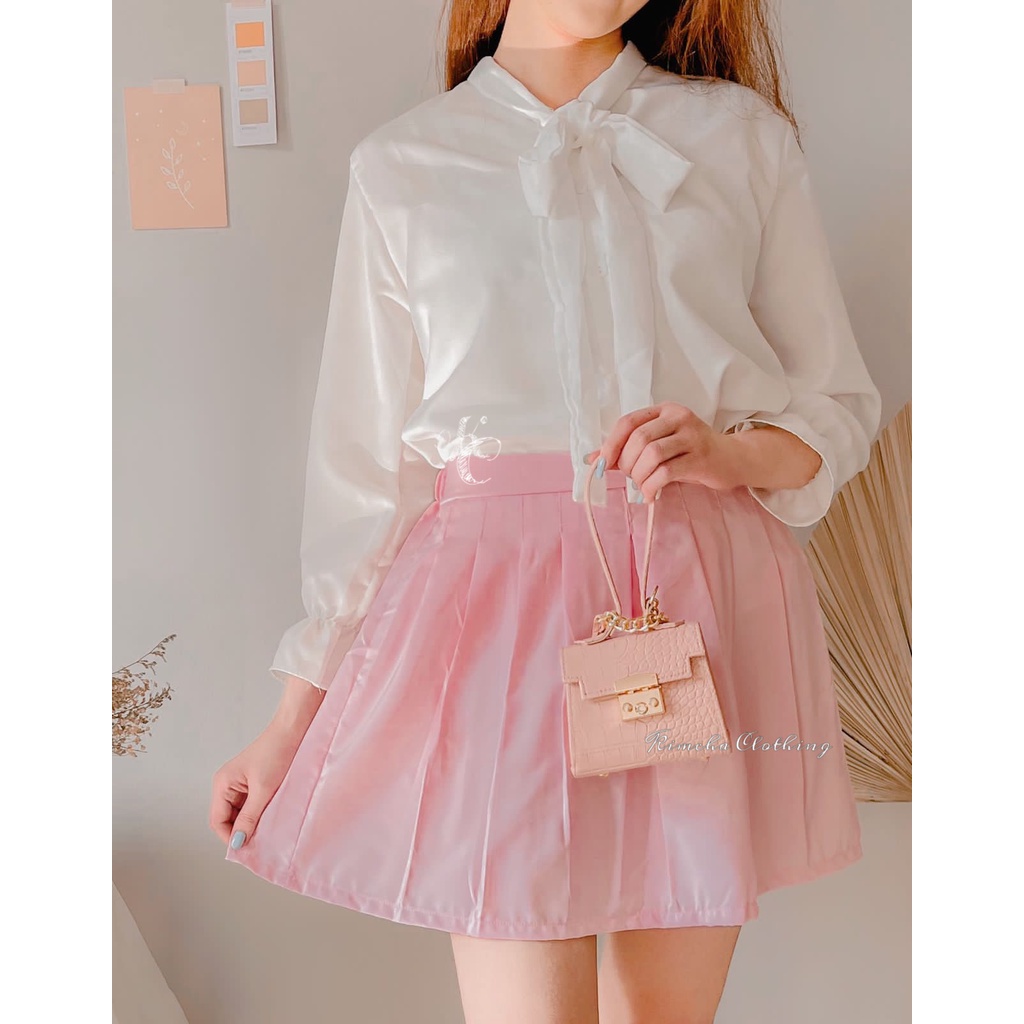 Hyun-ae Top ATASAN WANITA OOTD KOREA PUTIH LENGAN PANJANG