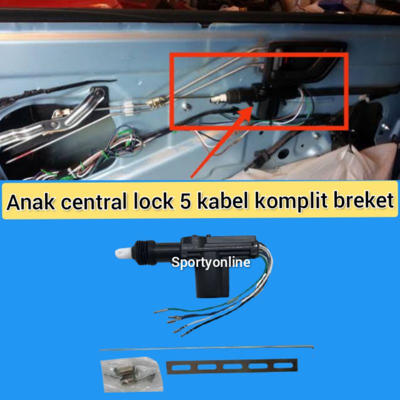 anak central lock induk 5kabel komplit breket