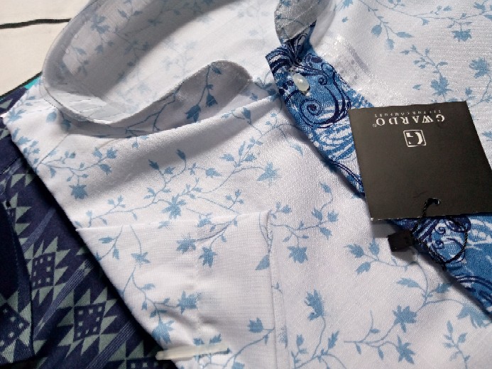 Kemeja Batik Slimfit Dan Reguler Navy Motif Anyam Full Katun Murah Gwardo
