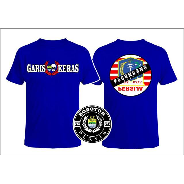 kaos garis keras persib lengan hitam dan biru