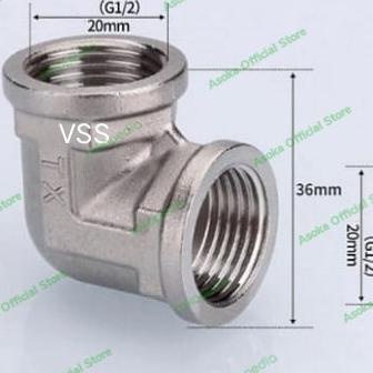 Elbow/Knee Drat Dalam 1/2"X1/2"Drat Dalam SUS 304