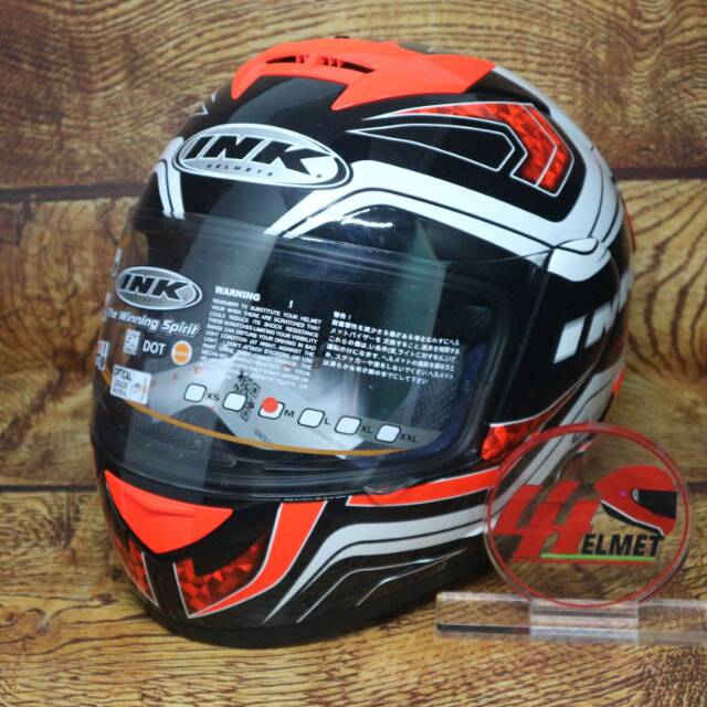 INK CL MAX SERI 5 BLACK WHITE RED FLUO Helm Full Face INK Helm Cakil