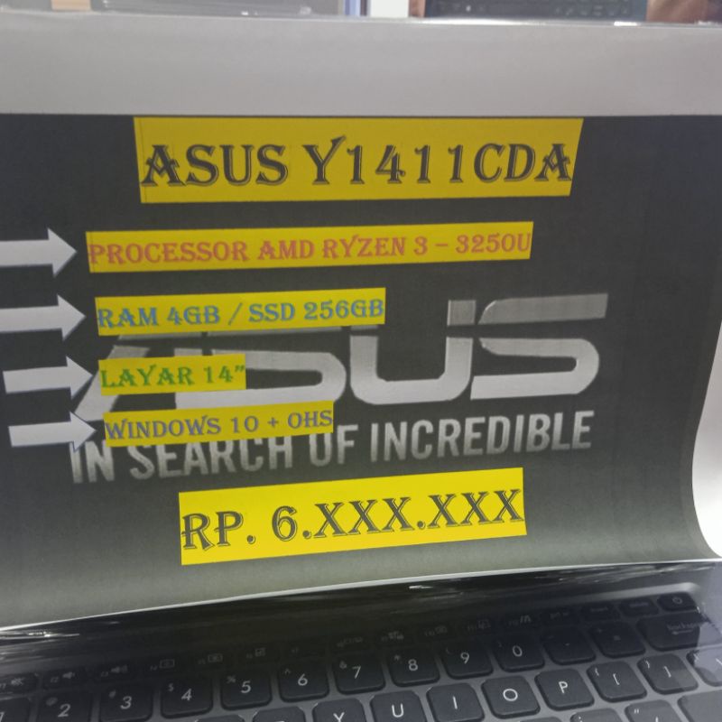 ASUS Y1411CDA RYZEN 3 3250U 4GB SSD 256GB