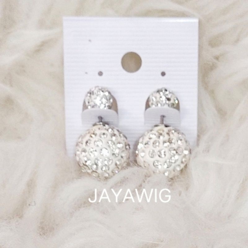 Anting Bulat Mata Mata Anting Tusuk Warna Silver