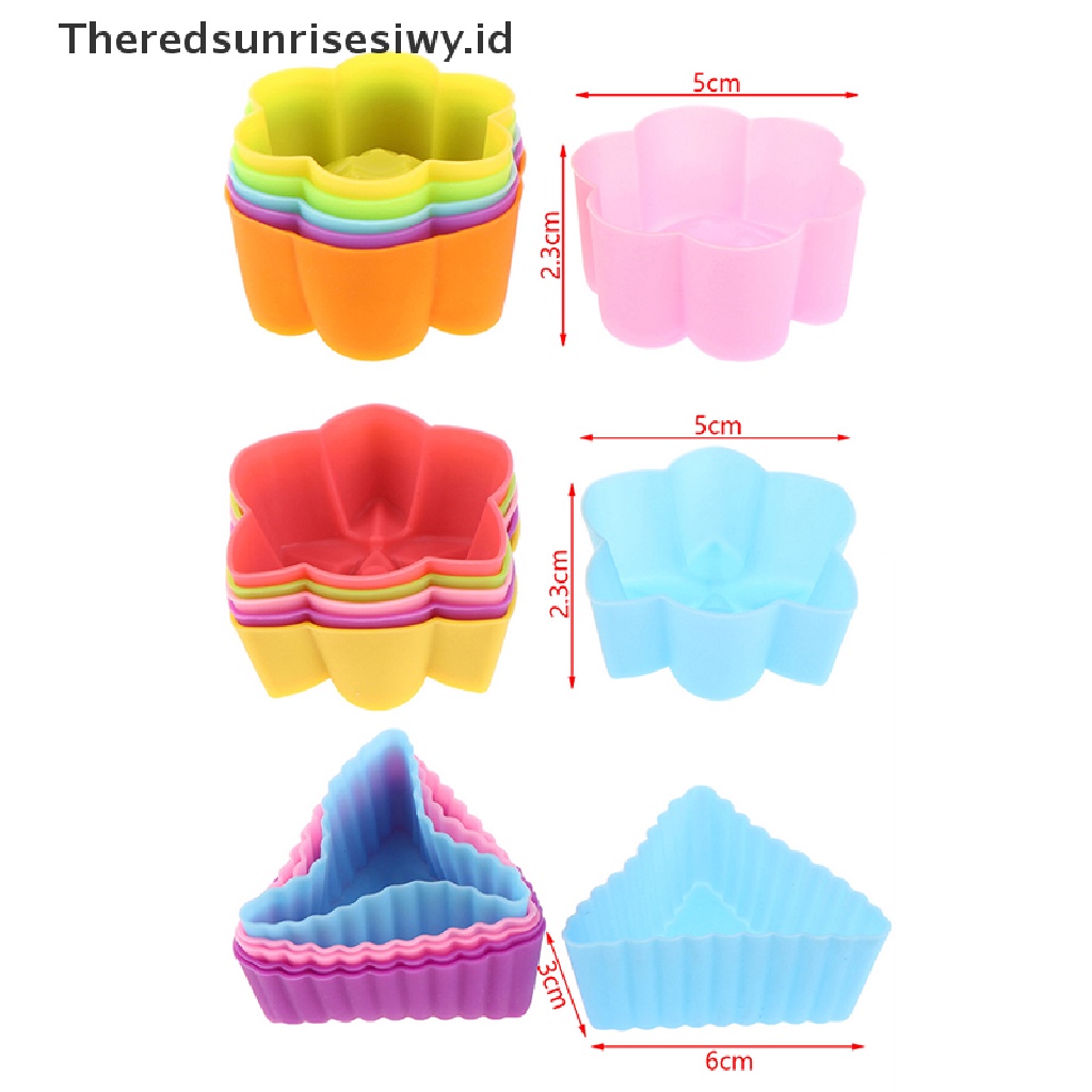 # Alat Rumah Tangga # 6pcs / Set Cetakan Kue DIY Bentuk Segitiga Bahan Silikon Warna Ungu / Emas