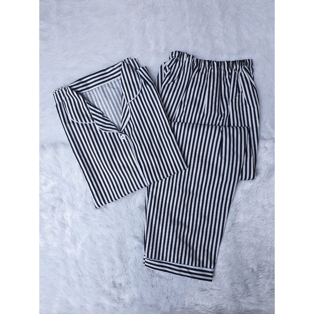 PIYAMA BAJU TIDUR WANITA CEWEK LENGAN PANJANG MOTIF SALUR / BAJU TIDUR MOTIF SALUR  / PIYAMA SALUR